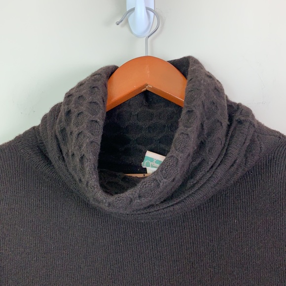 Aqua Dress Women Small Wool Cashmere Midi Dress Brown Long Sleeve Turtleneck - Picture 3 of 7